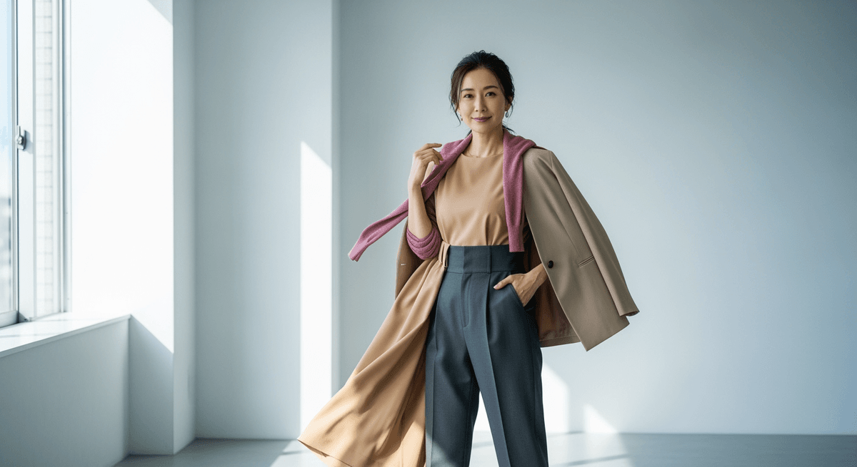 40代の体型変化を「比率・股上・素材」の3つで解決！今日から使える細見え着こなし術