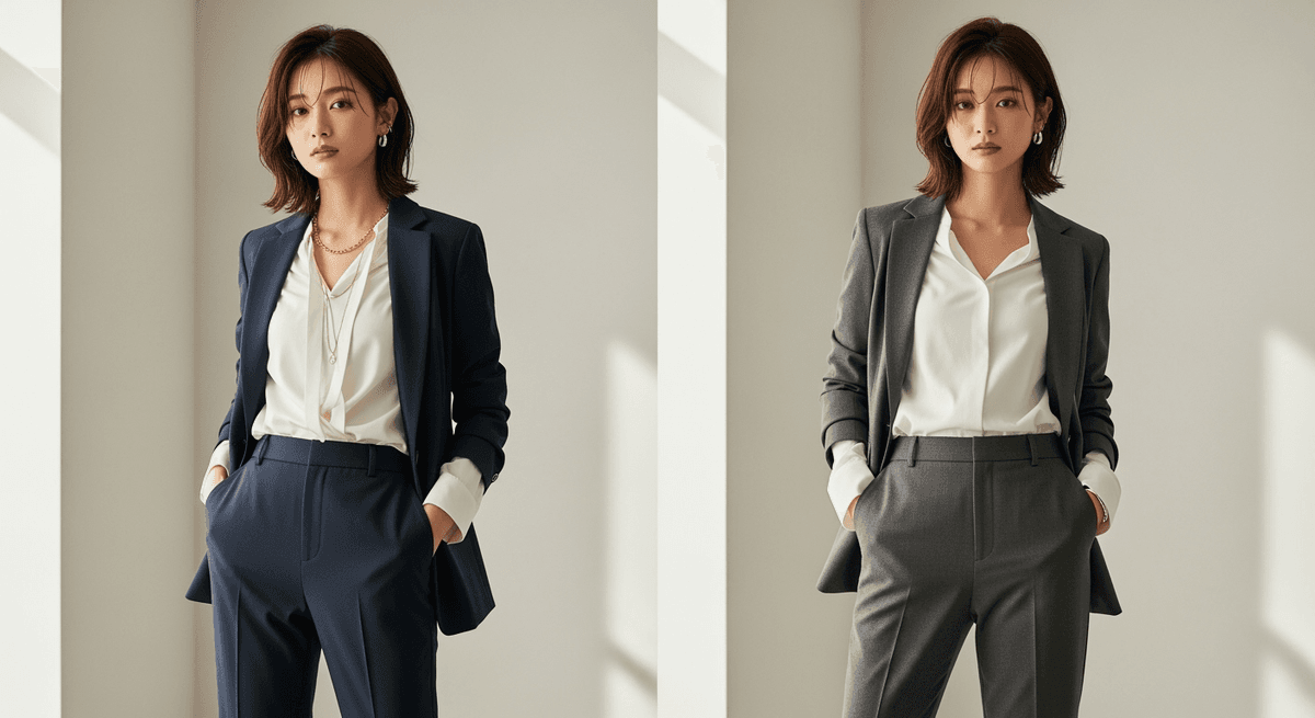 忙しい朝5分で決まる！35〜45歳のためのパンツスーツ着こなし3軸