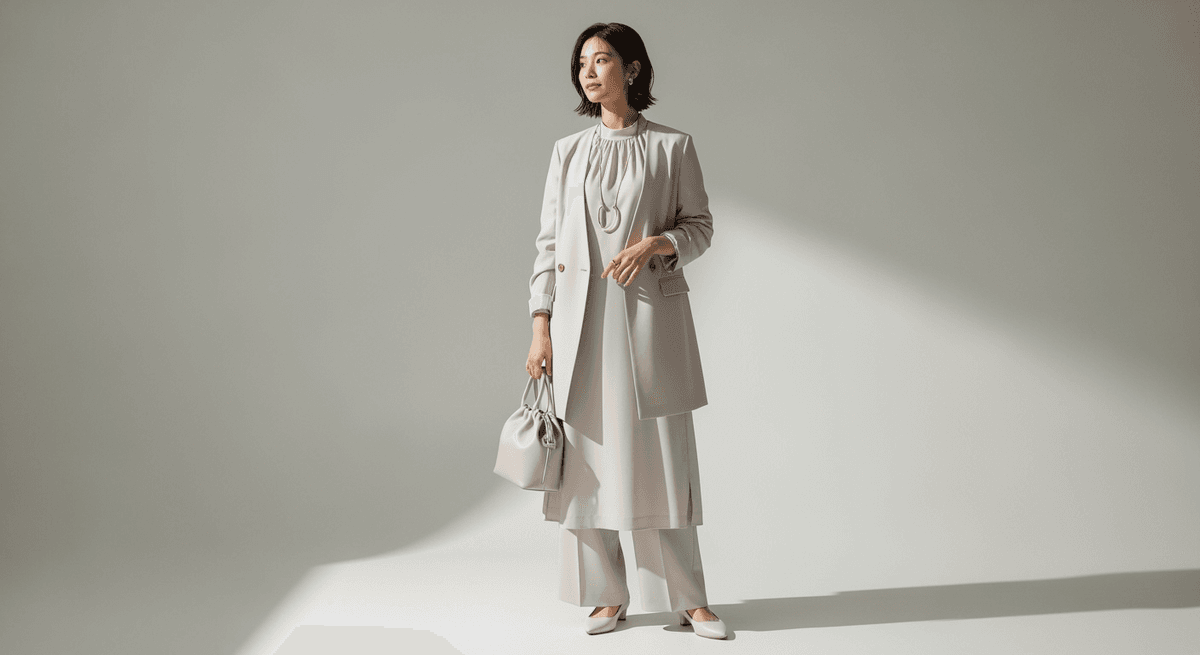 35-45歳向け 大人の体型カバー術|Iラインと比率で作る着やせコーデ